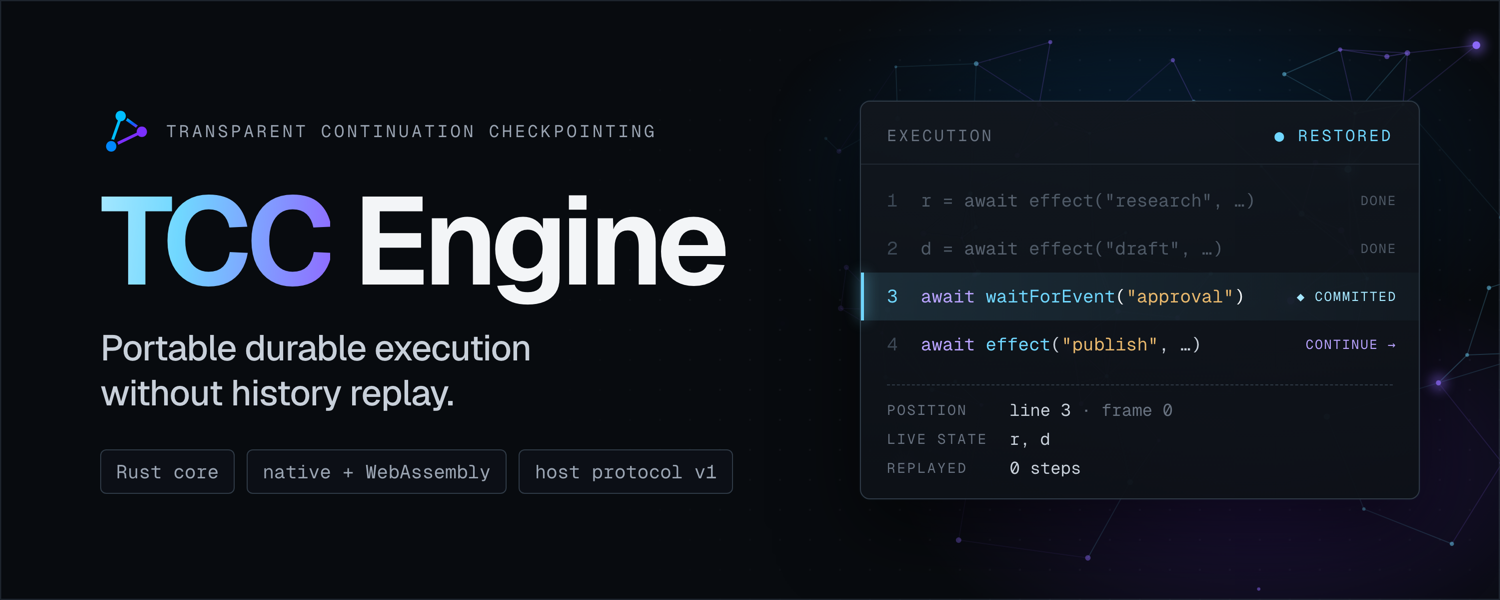 TCC Engine — Portable durable execution without history replay