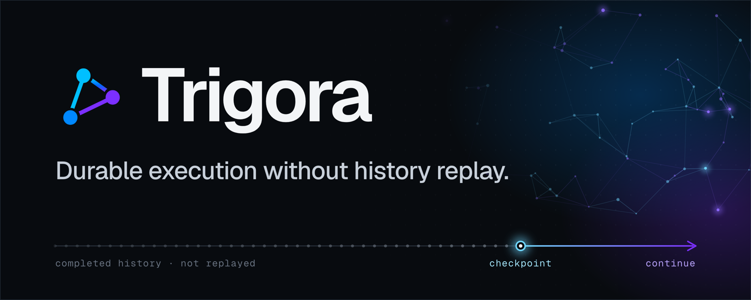 Trigora — durable execution without history replay.
